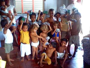 Children receiving gifts